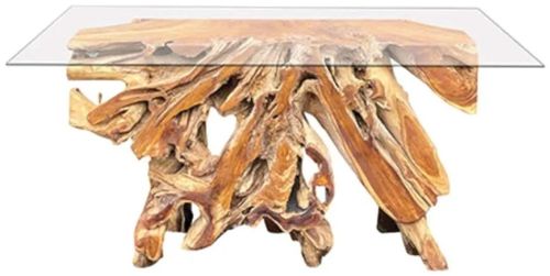 Teak Root & Glass Console Table - Small