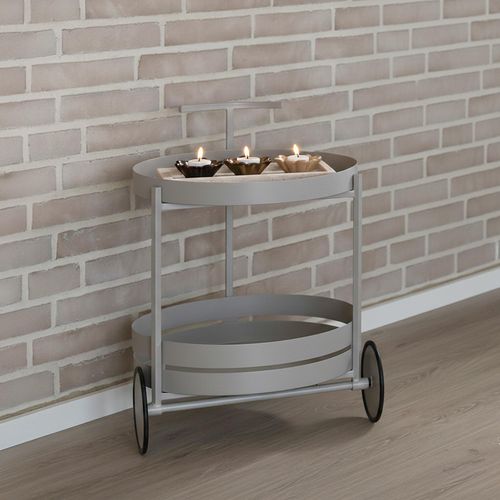 Beja Bar Trolley - Round - Grey - Metal