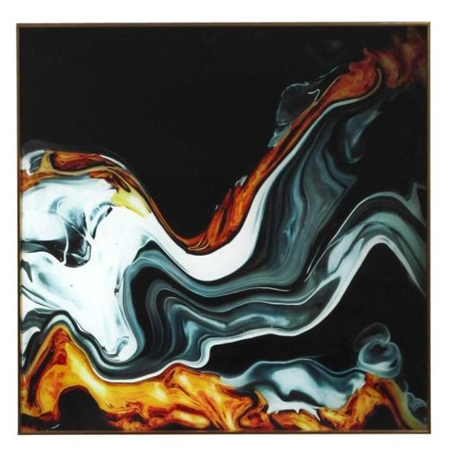 Wall Art - Abstract Design - Black, Blue, and Yellow - 80cm