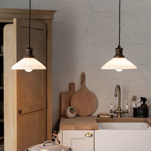 Beaulieu Ceramic Fluted Cone Double Pendant Antique Bronze