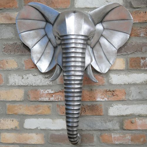 Grey Resin Elephant Head