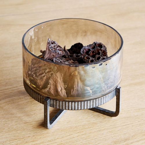 Beresford Bowl - Brown Glass - Round - On Stand