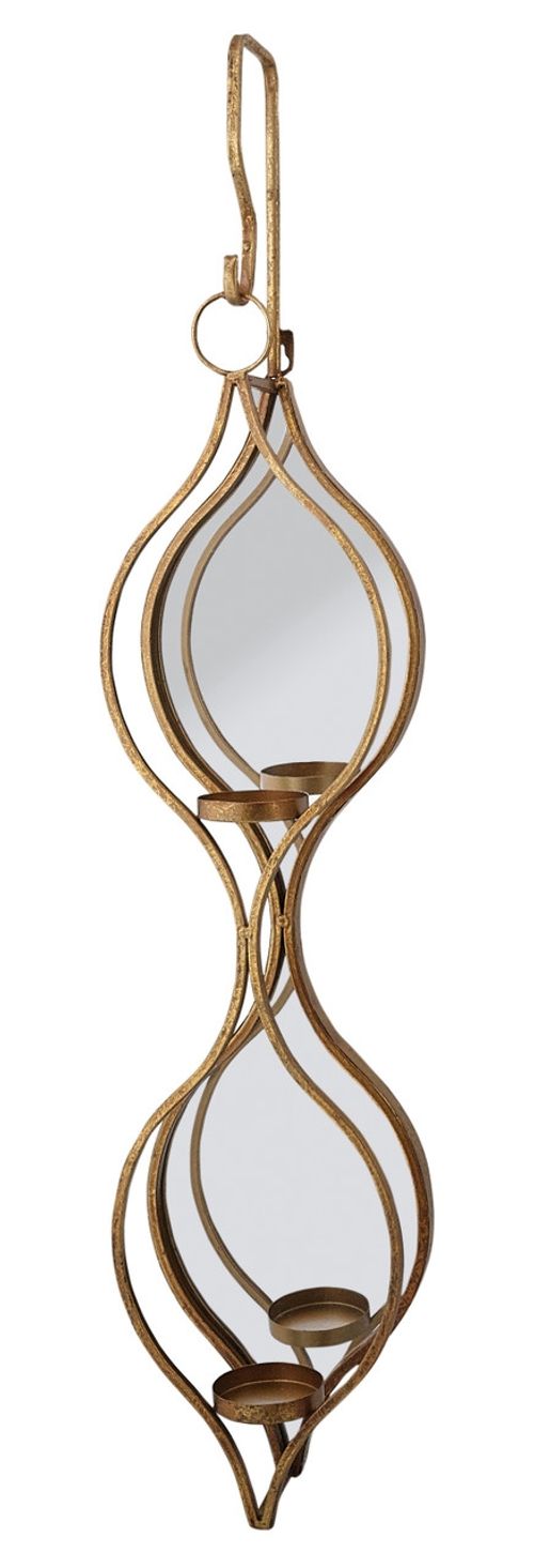 Ellie Candle Holder - Mirrored - Painted Gold - Double - Set of 4