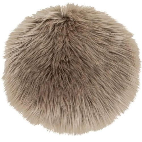 Round Seat Cushion - Faux Lambskin - Mushroom