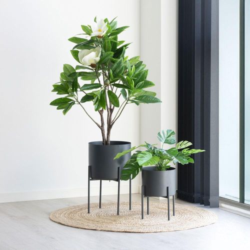 Pavia Flower Pot - Set of 2 - Grey Metal