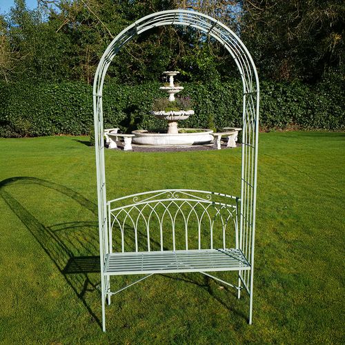 Garden Bench - Pistachio Green Metal - Arch Style