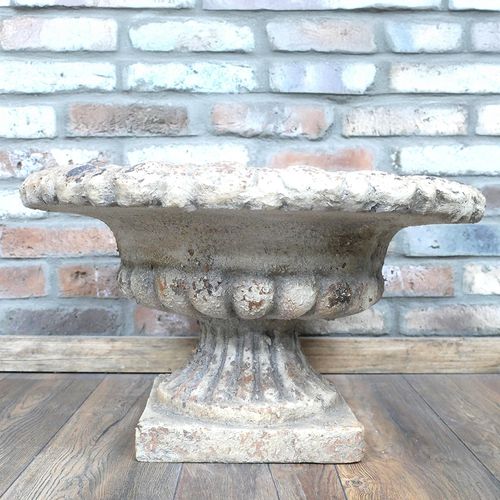 Garden Urn - Pedestal - Plant - Grey - Metal