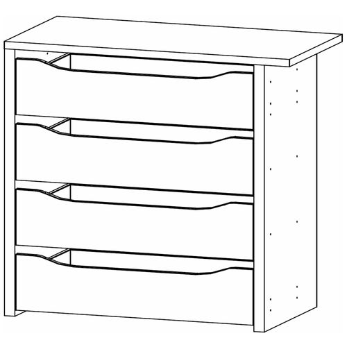 Rauch Orange 90cm Width Compartment Interior Indented 4 Drawer For Sliding Wardrobe