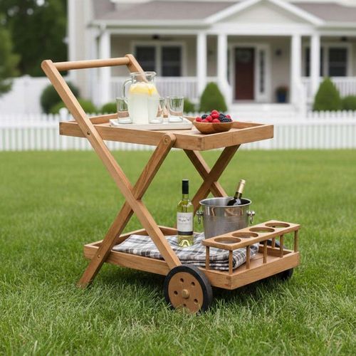 Radley Outdoor Bistro Cart Antique Wash Teak Wood