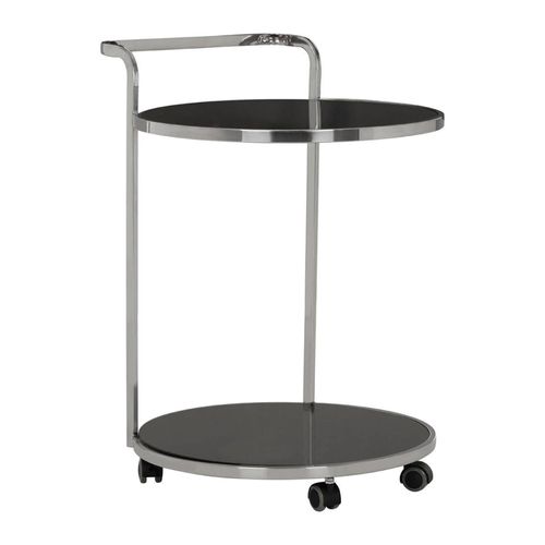 Ackley Drinks Trolley - Black Glass with Chrome - Italian