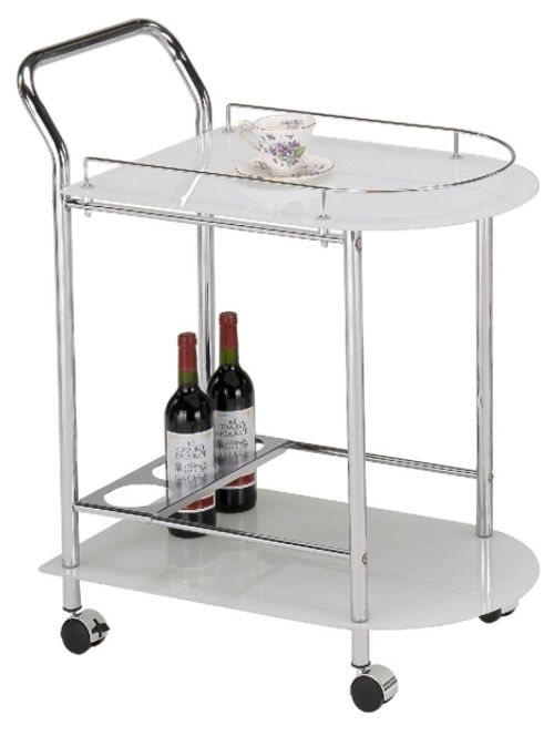 Bavaro Drinks Trolley - White Glass and Chrome