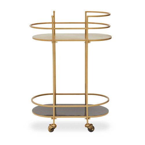 Korba Bar Trolley - Grey Glass with Gold Metal