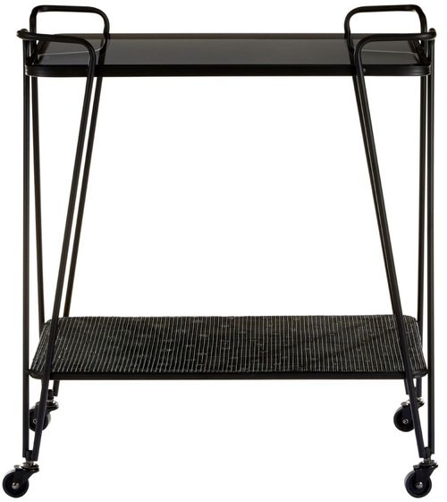 Trento Cart Table - Glass with Black Metal Base