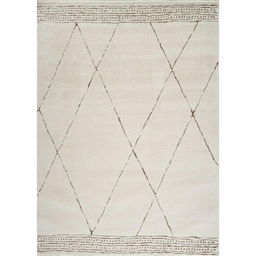 Freud Rug - Modern High Pile Berber - Ivory & Brown - Sizes Available