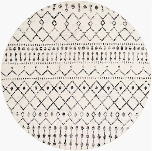 Pisa Round Rug - Ethnic Berber - Black & Grey - 160cm x 160cm