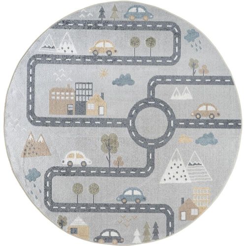 Lillian Round Kids Rug - Machine Washable - LLL2349 - Light Grey - 160cm x 160cm