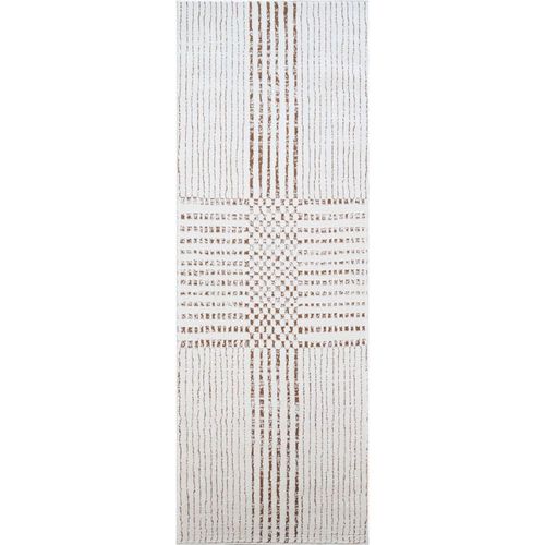 Architect Galey Alix Runner - Modern Scandi High Pile - GAAR2303 - Ivory & Dark Brown - 80cm x 220cm