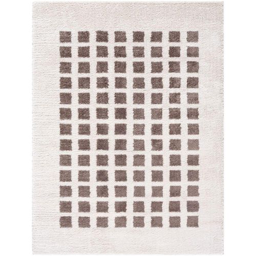 Fossay Rug - Machine Washable Modern Shaggy - FSG2318 - Ivory & Dark Brown - Sizes Available