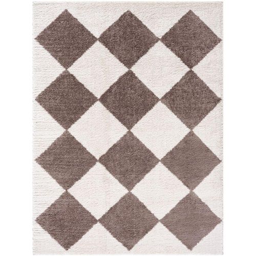 Fossay Rug - Machine Washable Modern Shaggy - FSG2323 - Ivory & Dark Brown - Sizes Available