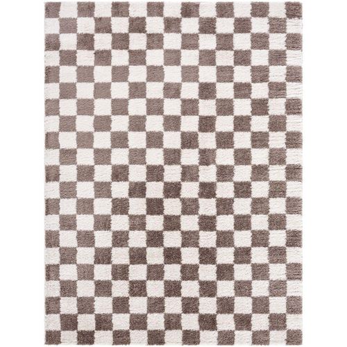 Fossay Rug - Machine Washable Modern Shaggy - FSG2328 - Ivory & Dark Brown - Sizes Available