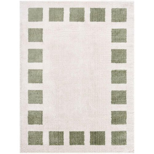 Fossay Rug - Machine Washable Modern Shaggy - FSG2315 - Ivory & Green - Sizes Available