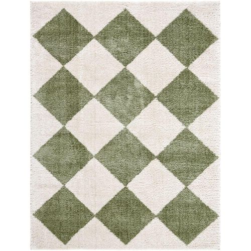 Fossay Rug - Machine Washable Modern Shaggy - FSG2325 - Ivory & Green - Sizes Available