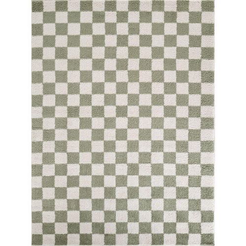 Fossay Rug - Machine Washable Modern Shaggy - FSG2330 - Ivory & Green - Sizes Available
