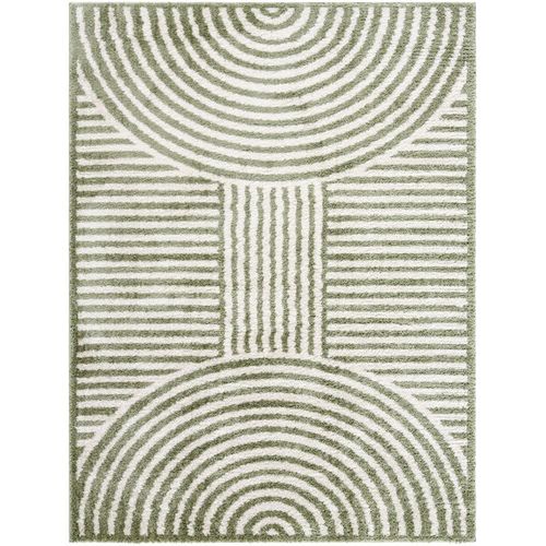 Fossay Rug - Machine Washable Modern Shaggy - FSG2333 - Ivory & Green - Sizes Available