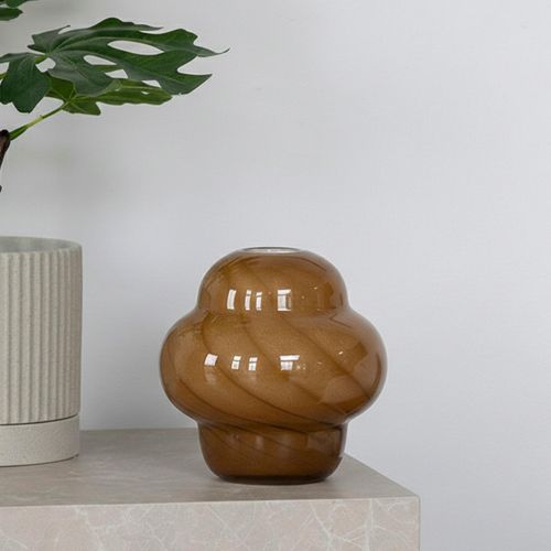 Glass Vase - Brown - 16.5cm x 17cm