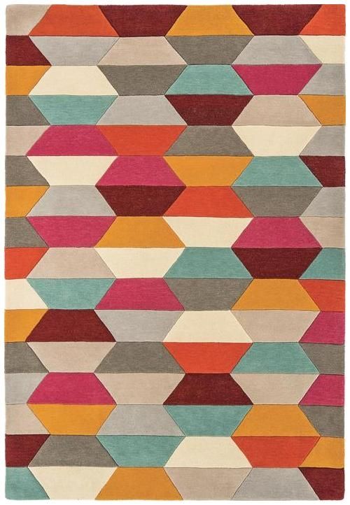 Contemporary Design Funk Rug - Honeycomb 03 - Bright Multi Colour - Sizes Available