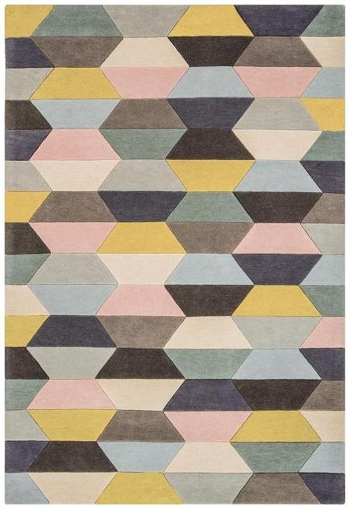 Contemporary Design Funk Rug - Honeycomb 04 - Pastel Multi Colour - Sizes Available