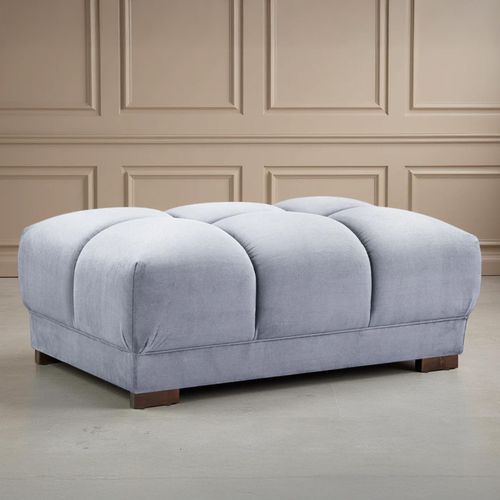 Azzuro Footstool - Grey Velvet Fabric