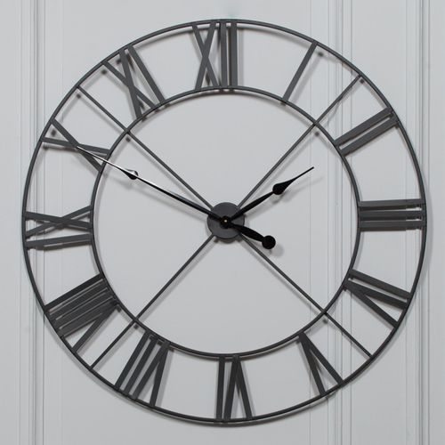 Wall Clock - Black Metal - Round - Large