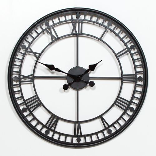 Wall Clock - Black Metal - Round - Small