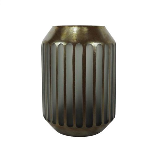 Vase - Brown and Grey - Pleated Glass - Small