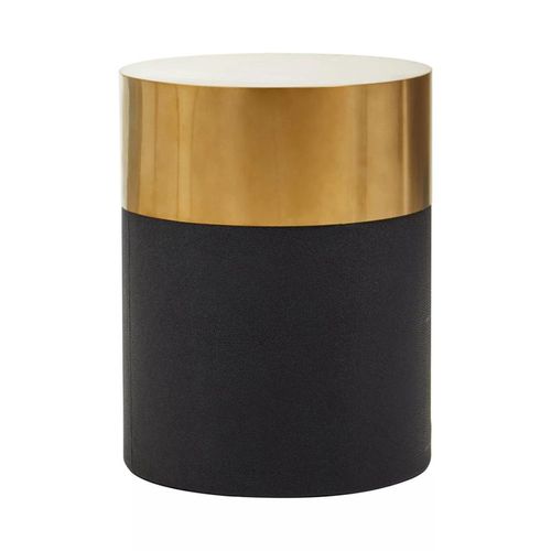 Cardoba Stool - Round - Black Faux Shagreen