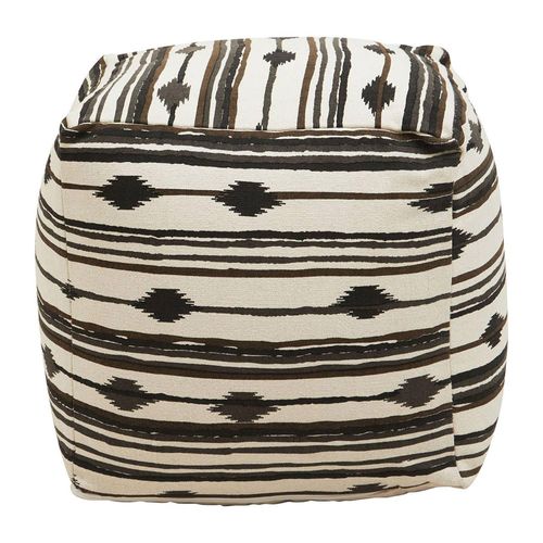 Cefena Pouffe - Square - Black and White Fabric