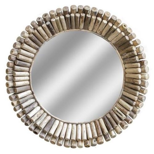Driftwood Bamboo Round Wall Mirror