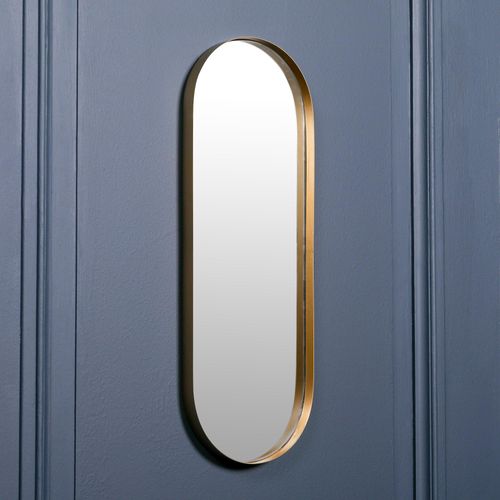 Slim Oval Wall Mirror - Gold - 26cm x 75cm