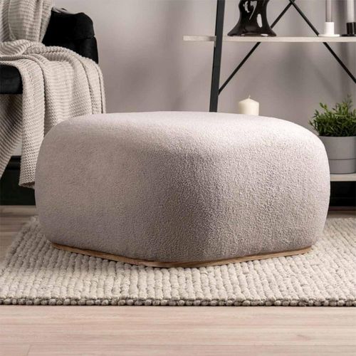 Ottoman Footstool - Square - Grey Boucle Fabric