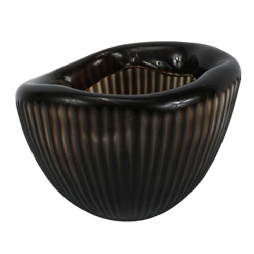 Vase - Handmade - Brown Pleated Glass - Small