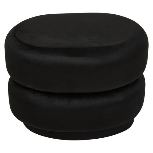 Hartford Pouffe - Oval - Black Velvet Fabric