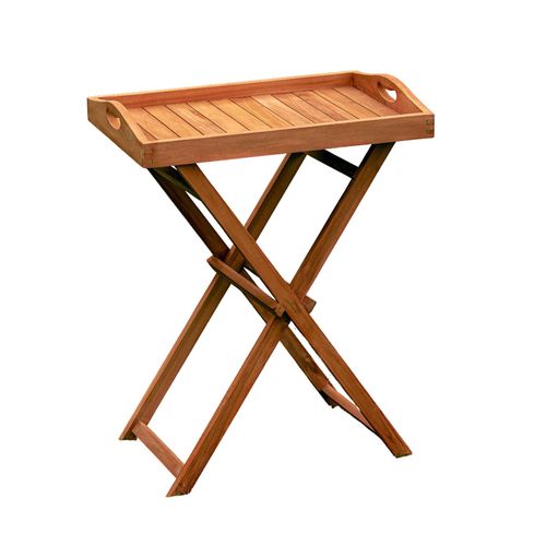 Hidcote Teak Butlers Curved Tray 55cm x 40cm and Folding Stand