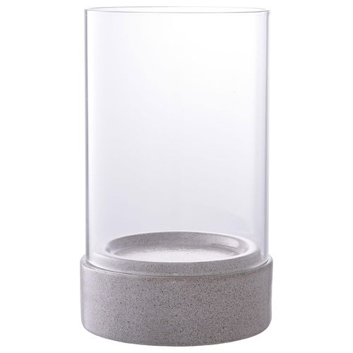 Hurricane Candle Holder - Glass & Ceramic - Grey