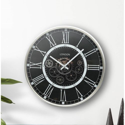 Wall Clock - Round - Industrial Antique Grey Gears