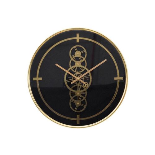 Wall Clock - Round - Industrial Black and Gold Gears
