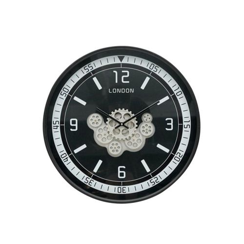 Wall Clock - Round - Industrial Black and Grey Gears