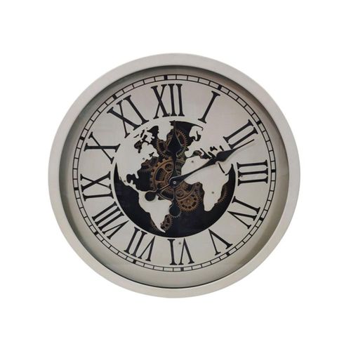 Wall Clock - Round - Industrial White Gears