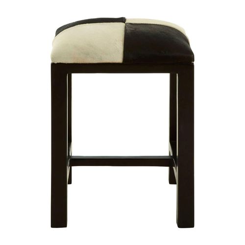 Kendari Footstool - Square - Black and White Leather