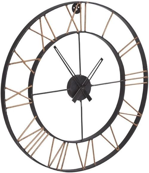 Lac Black Metal Skeleton Round Wall Clock